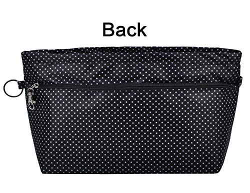 Vercord Purse Organizer Insert Bag Tote Handbags Pocketbook Inserts Organizers Zipper 11 Pockets Black Dot Small #TOP4