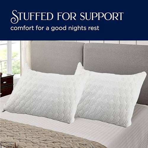 Set 2 Almohadas de cama Poliéster Queen Gris miniatura 4