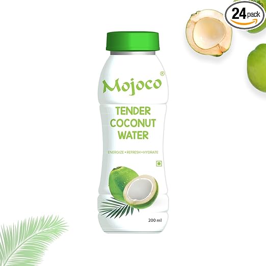 MOJOCO Refreshing Coconut Water - Vital Minerals, No Artificial Colours, Flavours or Preservatives - 200 ML,Pack of 24