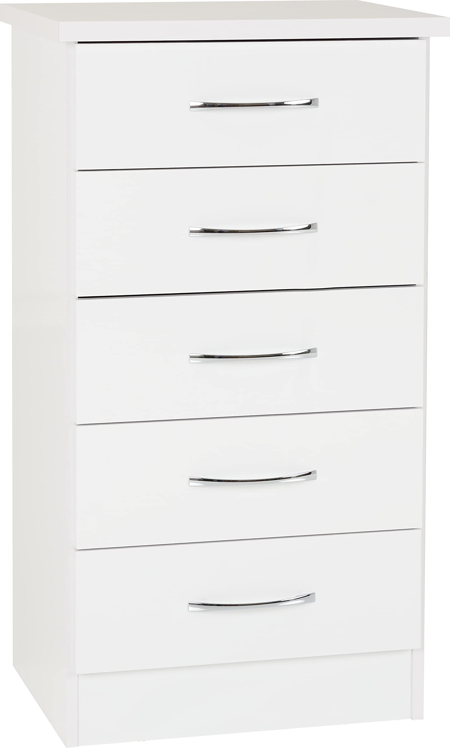 Seconique Nevada 5 Drawer Narrow Chest in White Gloss