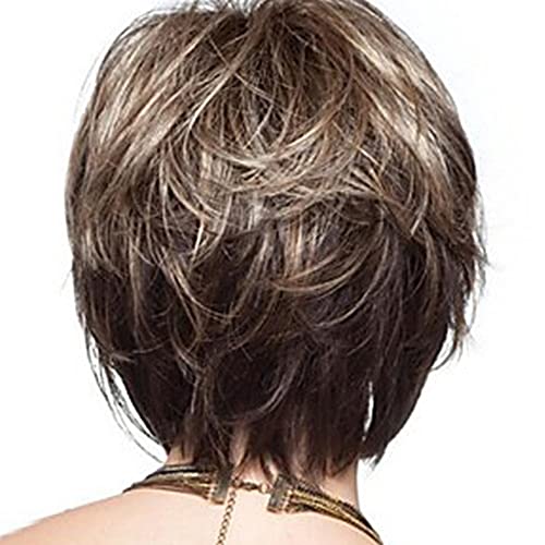 Perucas loiras curtas com Bngs Wvy Hir Wig Het Resistnt Synthetic Hir Wigs for Women Dily Cosply Ntu