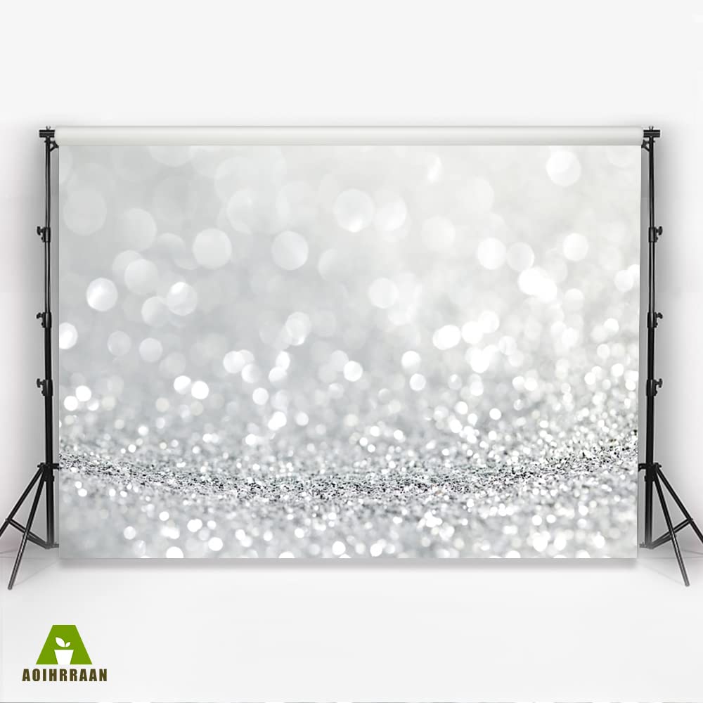 YongFoto Sfondo Fotografico In Vinile 1x1,5m – Aloni Bokeh Glitter Argento, Per Feste E Studio