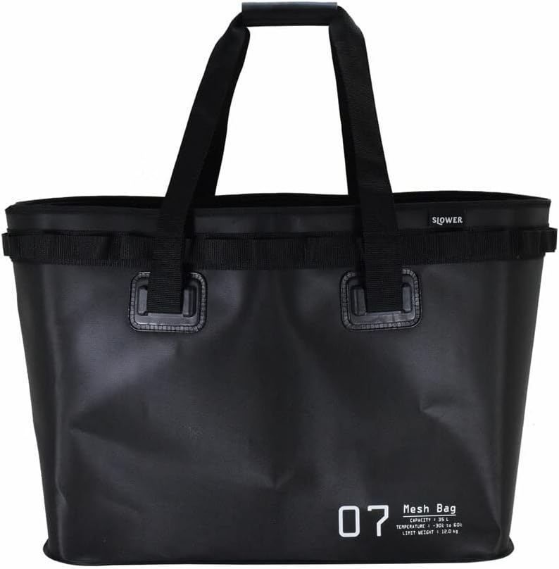 Slower Hang Stock Mesh Bag, 9.8 gal (35 L), 9.8 gal (35 L), Tote Bag, Outdoor Bag, EVA Resin, Waterproof Material, Daisy Chain, Outdoor, One Size, Black