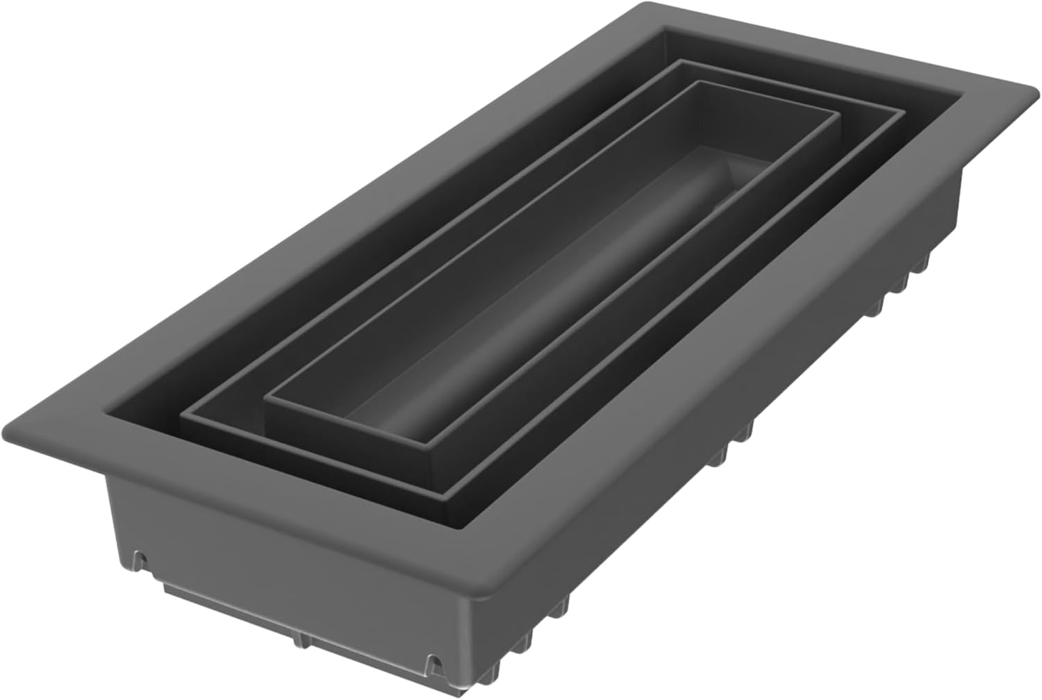 Fittes Framed Floor Vent [Lite+], Minimalist ABS Plastic HVAC Air Return Register Cover, Customizable Increased Airflow Solution for Home Floor, Easy 15-Min DIY Install – 4"x10" – Matte Black – 1 Pack