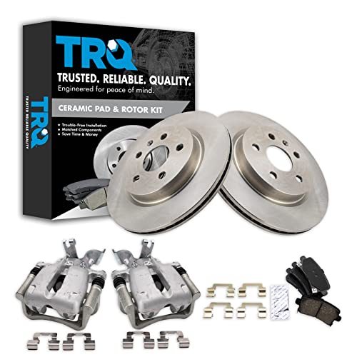 Image of TRQ Rear Brake Pad and Rotor Set Ceramic Vented Rotors Calipers | For 2014 Chevrolet Malibu 2.4L 2.5L 2015 Malibu 2.5L 2016 Limited