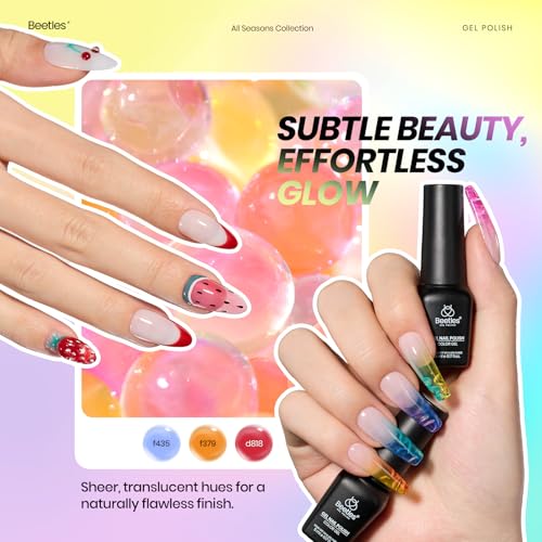 Image of Beetles Cat Eye Gel Nail Polish Set, 53 PCS 48 Colors Gel Polish Kit with Pink Blue Purple Green Red Shades, Glitter Jelly Pearl Nail Gel, Base Coat, Glossy Matte Top Coat & Magnet