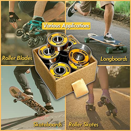 Naive Skateboard Bearings 8 Pack - Pre-Lubricated 8Mm 608 Compact Set For Longboard, Cruiser, Surfskate, Inline & Quad Roller Skates, Gift Case, Vintage Sunset Orange #TOP4