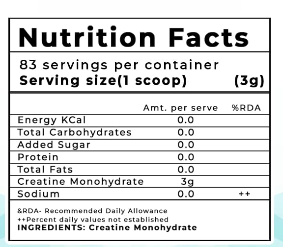 Image of PRIME MUSCLE NUTRITIONS Creatine Monohydrate Powder (250 Grams, Blueberry)