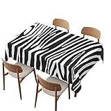 Zebra Print tablecloth, 60x120 inch, Waterproof Stain Wrinkle Resistant Print table cloths, for Fami