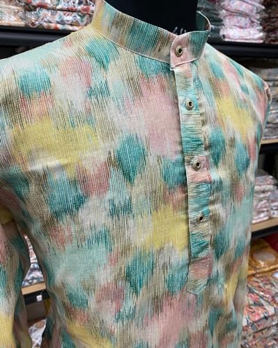 Image of FOXDX Men's Traditional Cotton Floral Printed Only Kurta