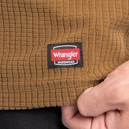 Wrangler Men's Fleece Pullover Henley Hoodie Sweatshirt, Brown, Large - image 4