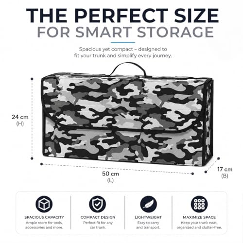Image of JVCV Car Trunk Boot Organizer with Camouflage Pattern - Anti-Slip Car Storage Box for SUV Sedan Truck Minivan | Durable Multipurpose Car Accessories Organizer (Camo - Large)