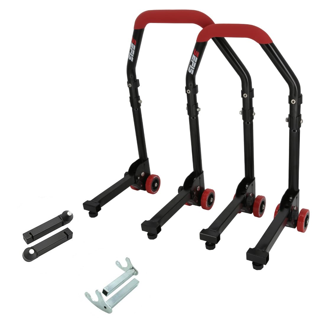 SEFIS M20 Motorradständer Set - Klappbarer Serviceständer Für Vorder- Und Hinterrad, Bis 200 Kg
