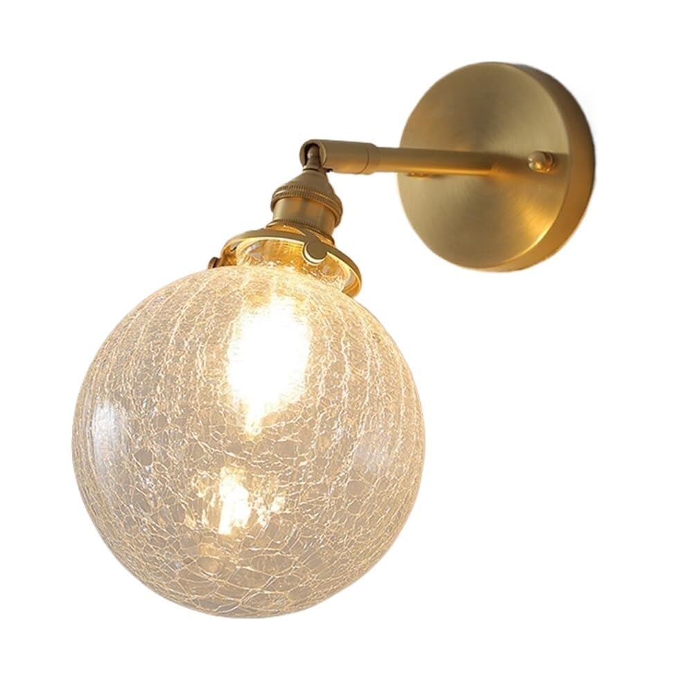 HPTHLY Vintage Adjustable Hallway Stairs Wall Sconce Nordic Indoor Aisle Balcony Wall Mounted Lamp Fixture Brass Wall Light With Glass Globe Shade For Bedroo(22.5Cm/8.85In)