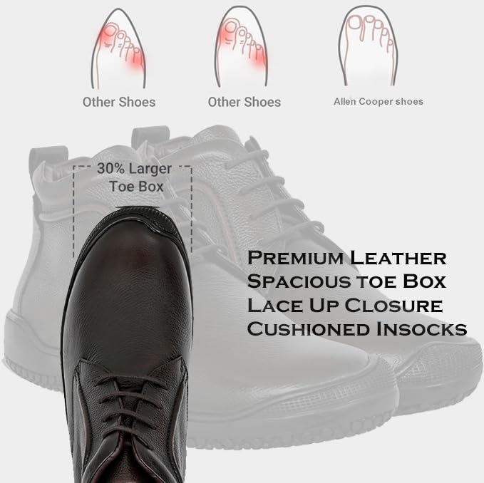 Image of Allen Cooper Shoes Genuine Original Leather Casual /Formal Lace-up Shoes (Color Options- Black /Brown, Sizes- 6,7,8,9,10)