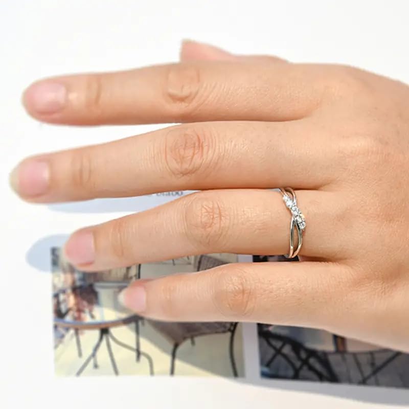 Moissanite Twisted Rope Wedding Band for Women's Plated 925 Silver Simulated Diamond Infinite Eternity Stacking Ring for Women Minimalist Jewelry Gift Size 7#2