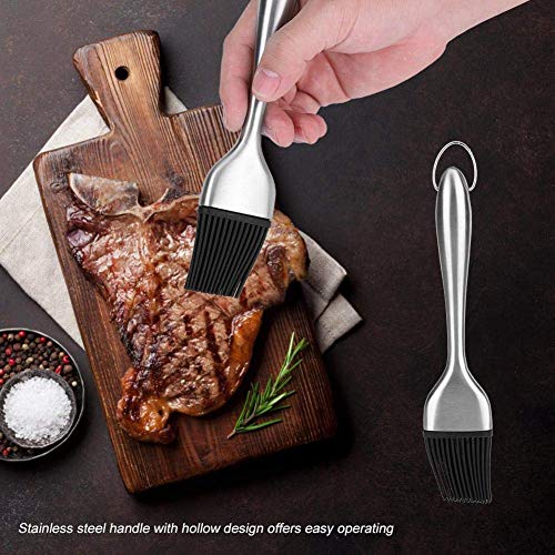 Backpinsel, hitzebeständiger Backpinsel aus Silikon, Silikon-Backpinsel mit hochwertigem Edelstahlgriff für Barbecue, Backen, Kochen in der Küche (20 cm)