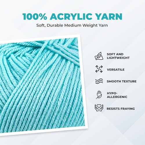 Image of Mary Maxim Maximum Value Acrylic Yarn for Crocheting and Knitting, Soft Worsted Weight Teal Yarn 4, Ideal for Blankets, Sweaters, Hats, and Scarves, 8 oz Skein (474 Yds), Light Teal - 1 Skein