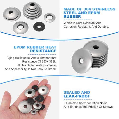 MECCANIXITY Sealing Neoprene Rubber Washers 3/8" ID x 1" OD 50 Pack by MECCANIXITY - Used condition - Image 3