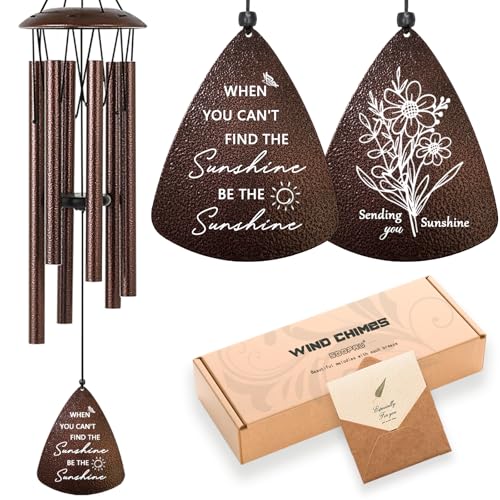 Image of Get Well Gifts for Women Men, 32 inch Bronze Wind Chimes Inspirational Gifts for Women, Cheer Up Positive Sending You Sunshine Get Well Soon Gift Baskets
