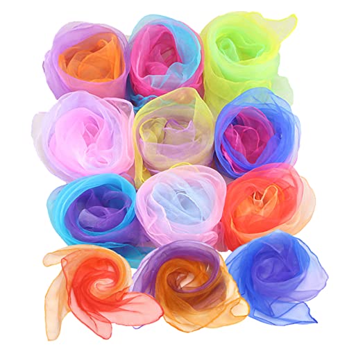 Juggling Dance Scarves Set 24pcs Gradient Silk Scarves Performance Random Color
