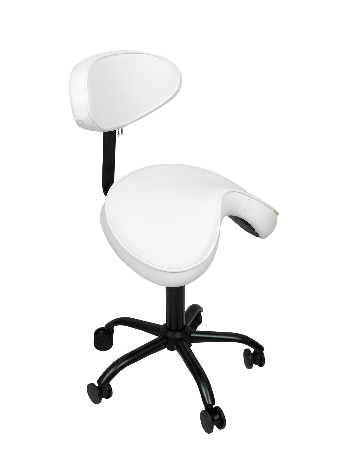 Ergonomic Saddle Stool Chair with Backrest, Height adjustable, Rolling Base, 350 lbs Capacity – Ideal for Salon, Office & Home (White)