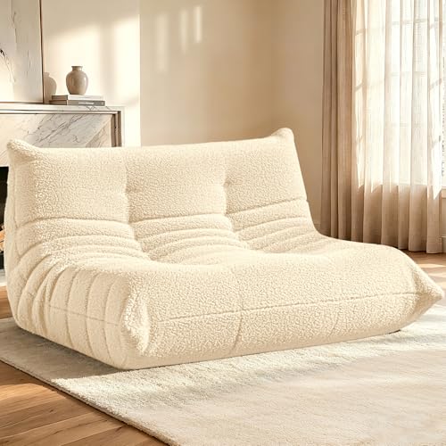 Image of HABUTWAY Bean Bag Chairs Fireside Lazy Floor Sofa,2 Seater,Khaki