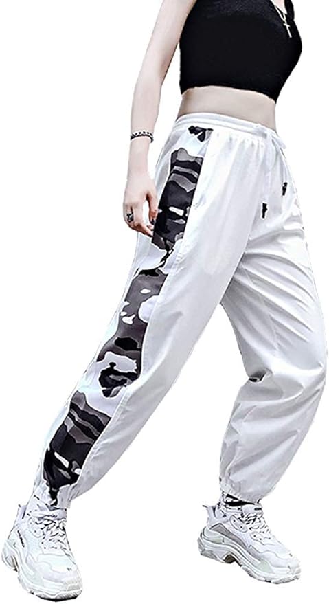 Amazon Dokuichigo 韓国ファッション 迷彩 レインパンツ レディース ライン ストリート系 原宿系 ズボン ホワイト Lサイズ ロングパンツ 通販 Amazon Dokuichigo 韓国ファッション 迷彩 レインパンツ レディース ライン ストリート系 原宿系 ズボン ホワイト Lサイズ ロングパンツ 通販