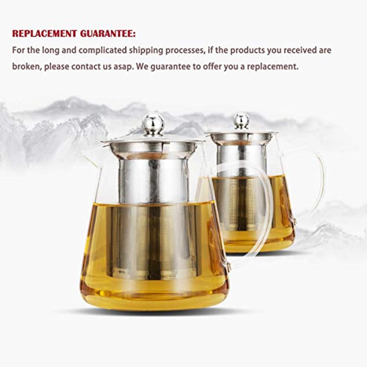 Avastro 750ml Heat Resistant Glass Round Teapot with Stainless Steel Infuser Heated Container Tea Pot Good Clear Kettle Round Filter Baskets Pack of 1 4