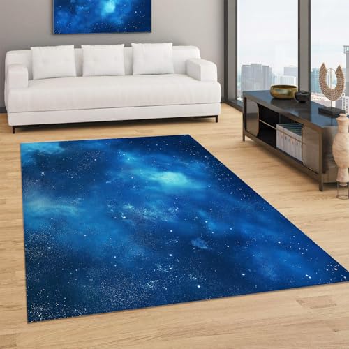 Tapis de salon bleu ciel étoilé grand format pour chambre