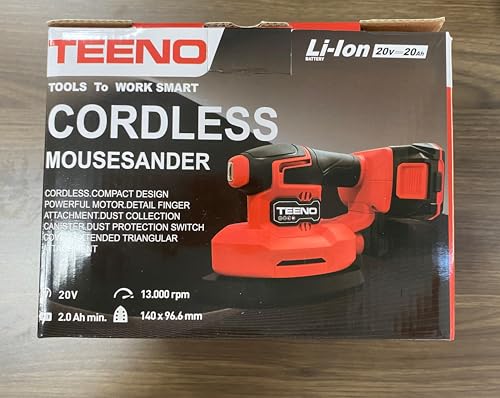 TEENO 3-in-1 Cordless Multifunction Sander, 20V 2A Battery, 13000 RPM Delta Sander with Dust Collection Bag, 15 Sheets of Abrasive Paper, 140x96.6mm 11 TEENO 3-in-1 Cordless Multifunction Sander, 20V 2A Battery, 13000 RPM Delta Sander with Dust Collection Bag, 15 Sheets of Abrasive Paper, 140x96.6mm - Image 11