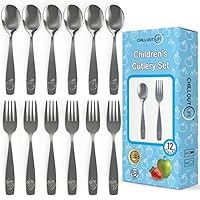 CHILLOUT LIFE Stainless Steel Kids Silverware Set - Child and Toddler Safe Flatware - Kids Utensil Set - Metal Kids Cutlery Set