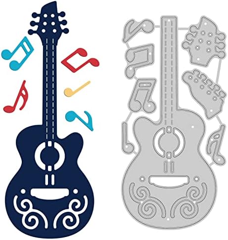 GLOBLELAND Guitar Metal Cutting Dies Music Note Die Cuts Stencil Template for Scrapbook Embossing Album Paper Card Making