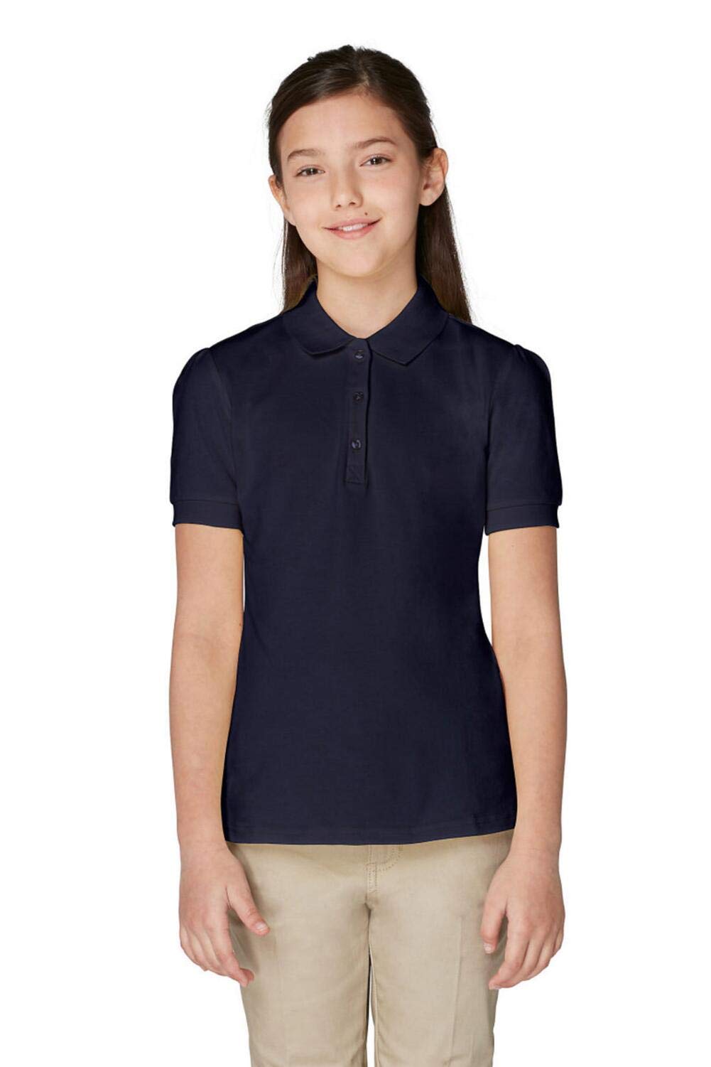 French Toast Girls' Short Sleeve Stretch Pique Polo Shirt