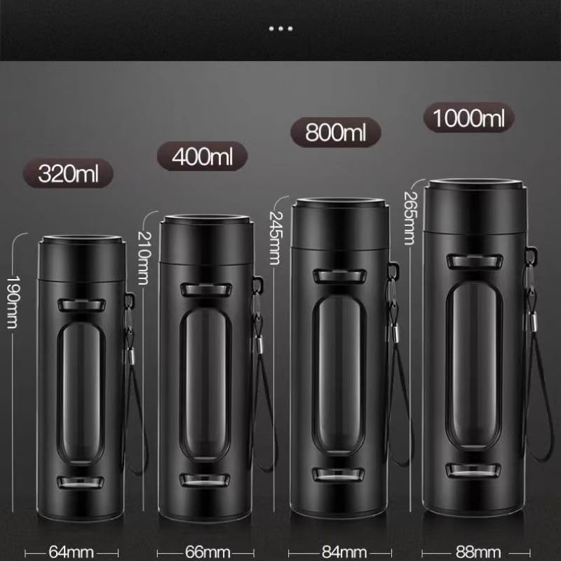 [Shockproof & Explosion-Resistant] Men's Portable Tea Infuser Mug - Large Capacity Double-Walled Glass Cup with Tea Separator | Sleek & Durable Design for Office/Business Use