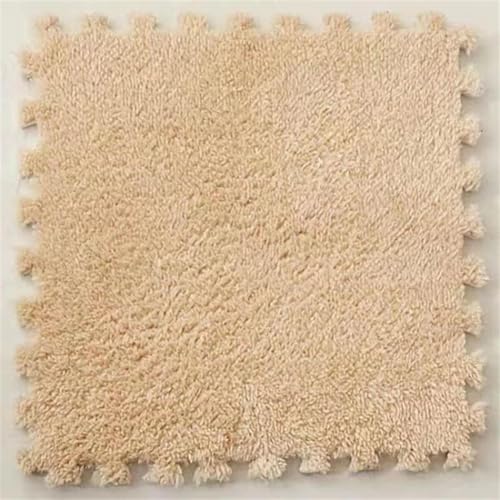 起毛 ジョイントマット 大判 厚手 12mm もこもこ 30x30cm 10枚組 絨毯 柔らかい肌触り タイルカーペット フロアマット 床暖房対応 ノンホルムアルデヒド 床保護 滑り止め付き 防音 保温性 グレー キャメル