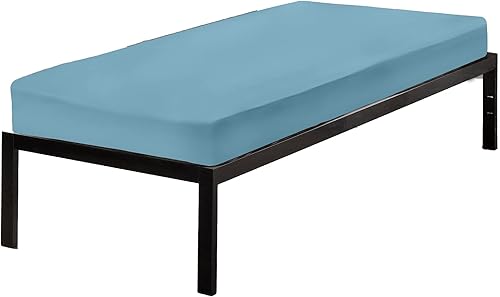 Miniatura 3 de Gilbins Juego de sábanas de algodón extra largas de 4 piezas para dormitorio universitario (azul cielo)