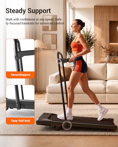 Image of Walking Pad with 6% Incline, 300LBS Capacity Under Desk Treadmill for Home Office, Quiet Portable Mini Treadmill with App & Remote Control, No Assembly, Slim Design for Small Spaces