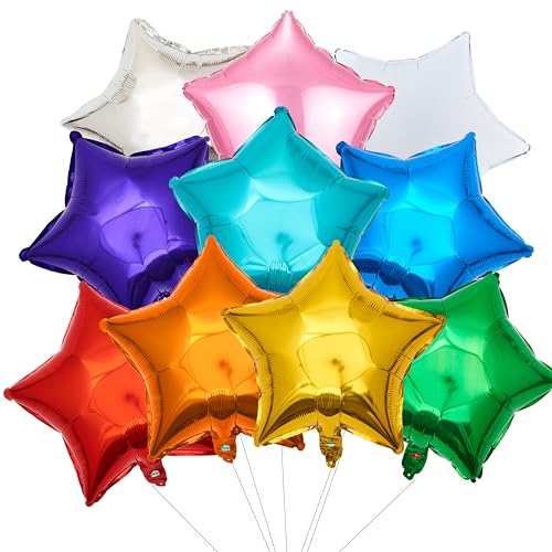 Image of 18 Inch Star Foil 30pcs Multi Big Mylar Helium Balloons Rainbow Balloons for Party Decoration