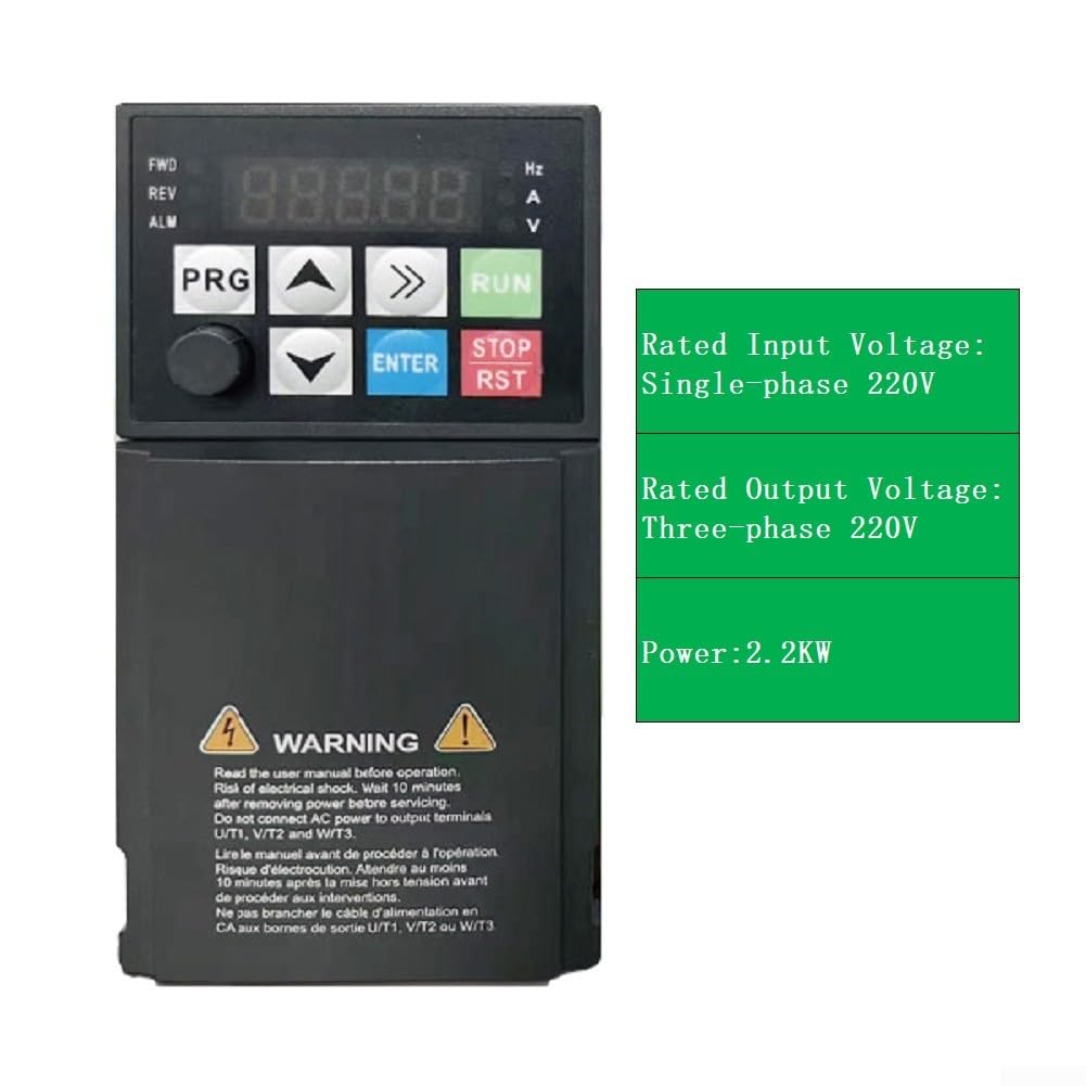 Para variador de frecuencia vfd 2,2 kW 220 V 1 fase a 3 fases – Motor regulador de velocidad con 8 capas de protección y gran disipador de calor para husillo CNC