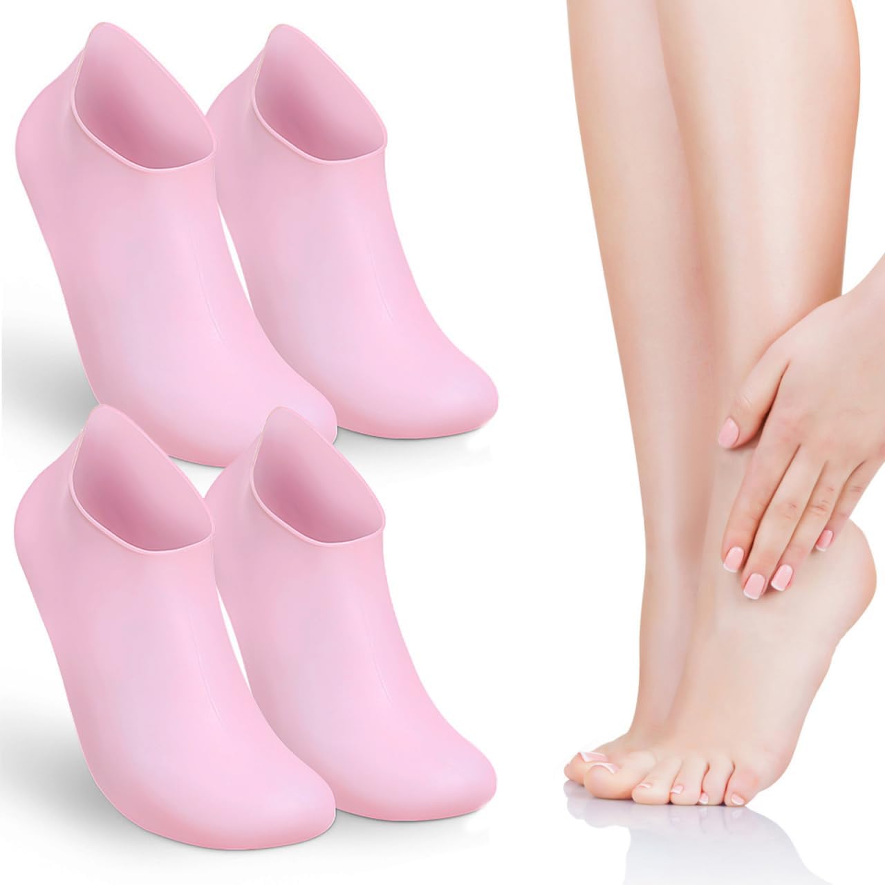 Didiseaon Moisturizing Socks Silicone Foot Covers 2 Pairs Gel Spa Socks for Dry Cracked Feet Foot Care Supplies Reusable Nonslip Soft Gloves XL Size