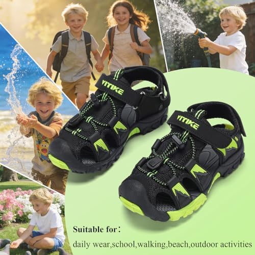 Image of JMFCHI Boys Girls Kids Closed Toe Sports Sandals Summer Water Shoes | Little /Big Kid,Comfortable lightweight,Non-slip soft sole,Hook-and-loop closure,Easy wear,Anti-collision toe,Daily casual