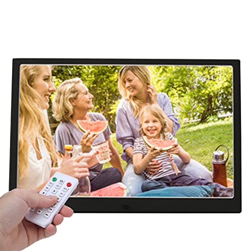 Electric Photo Frames 12/13/15/17 Inch, 1280x800P LED Backlight Metal Digital Picture Frame Video Player Calendar Alarm Clock Automatic On/Off Timer Support USB and HDMI(Size:13 inch,Color:black)