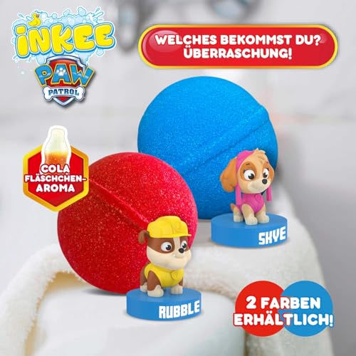 INKEE Surprise Paw Patrol - Badebombe Kinder mit Überraschung, Badekugel 80g mit Paw Patrol Figuren Kinder Stempel, Cola-Gummi Duft, Schaum-Effekt