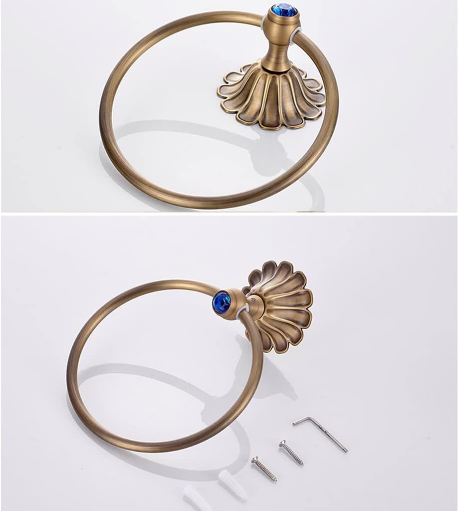 LSLYTQ Antique Black Towel Ring, American Retro Towel Rack, Hand Towel Holder, Round Towel Hanger Wall Mount Bathroom Hardware