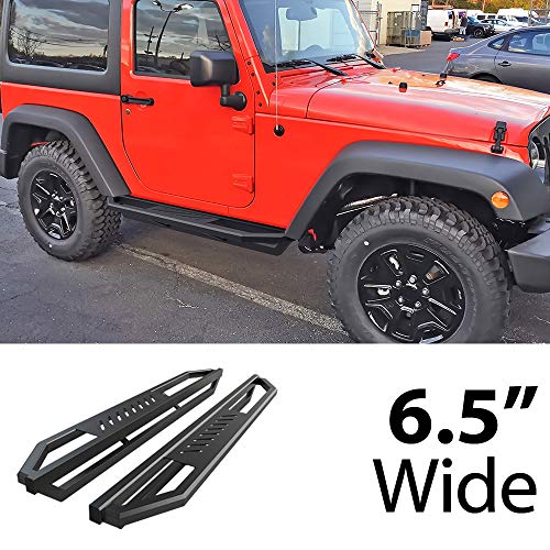 Aps Off-Road Side Steps Armor Compatible With Wrangler Jk 2007-2018 Sport Utility 2-Door (Factory Sidesteps Or Rock Rails Have To Be Removed) Iarmor Style Aircraft Black Side Steps #TOP1