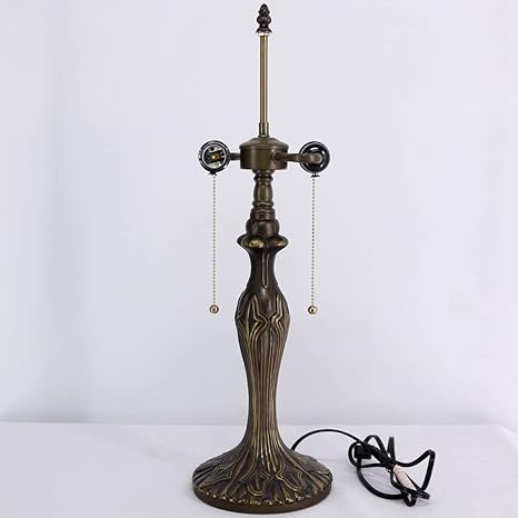 WERFACTORY WERFACTORY Table Lamp Base Replacement Only, Wide 6.5 Height 24 Inch, Fit for 12, 14, 16, 18 Inch Tiffany Style Stained Glass Lampshade, Dark Bronze Finish, Metal, Pull Chain Switch photo 2