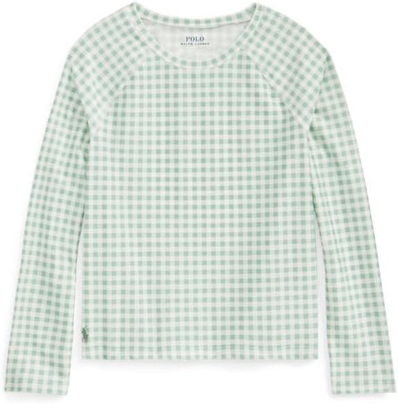 POLO RALPH LAUREN Little Girls Green Gingham Rash Guard 2/2T, Mint