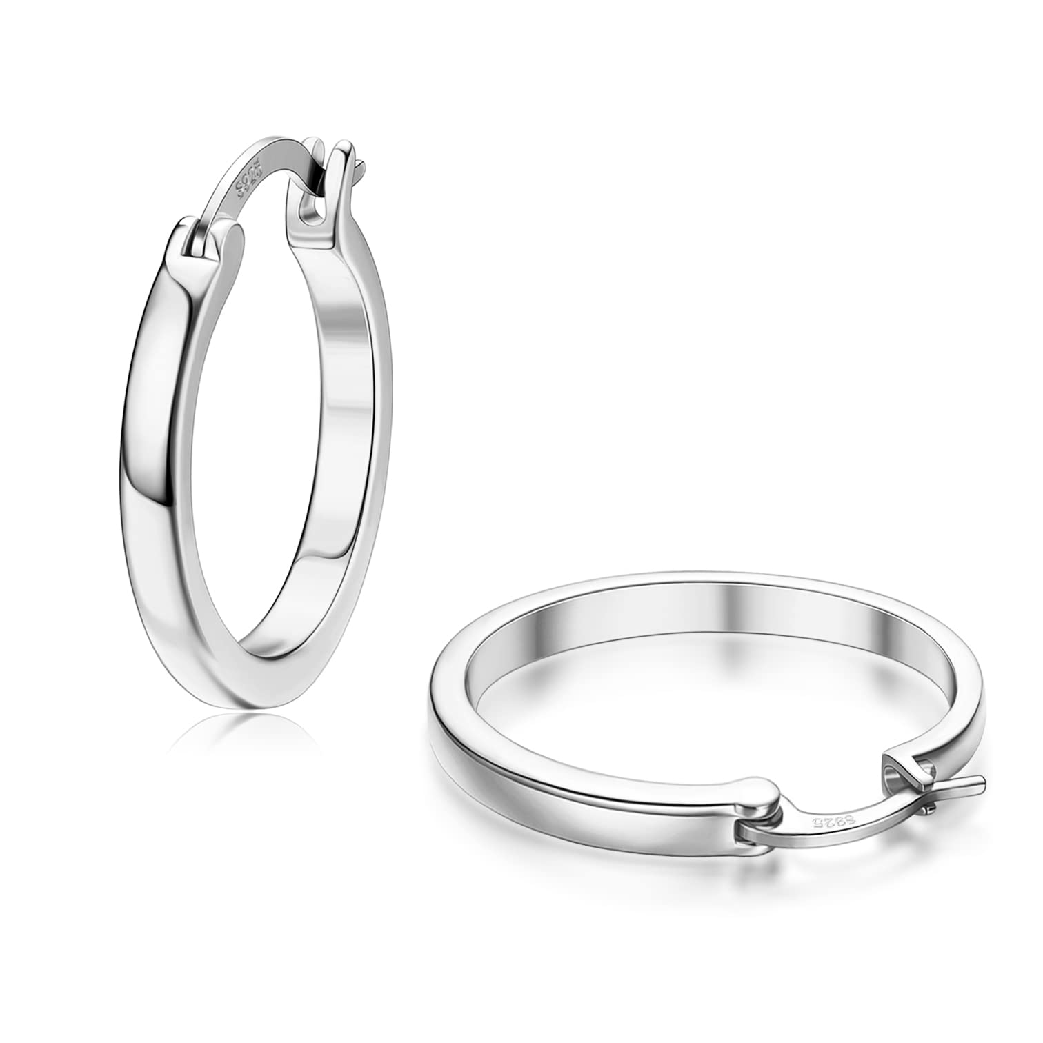 Adramata Pendientes Aro Plata para Mujeres Hombres, Pendientes de Aro Oro Huggie Chapados en Oro 14 Quilates Pendientes Aro Plata para Mujer 15mm/20mm/30mm/40mm50mm/60mm