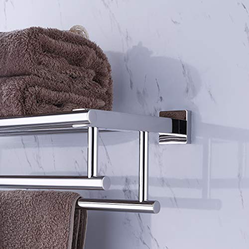 Kes Towel Shelf With Double Towel Bar Rack Organizer For Bathroom Hotel 23.3-Inch Stainless Steel Modern Wall Mount Polished Finish, A2112S60 #TOP3